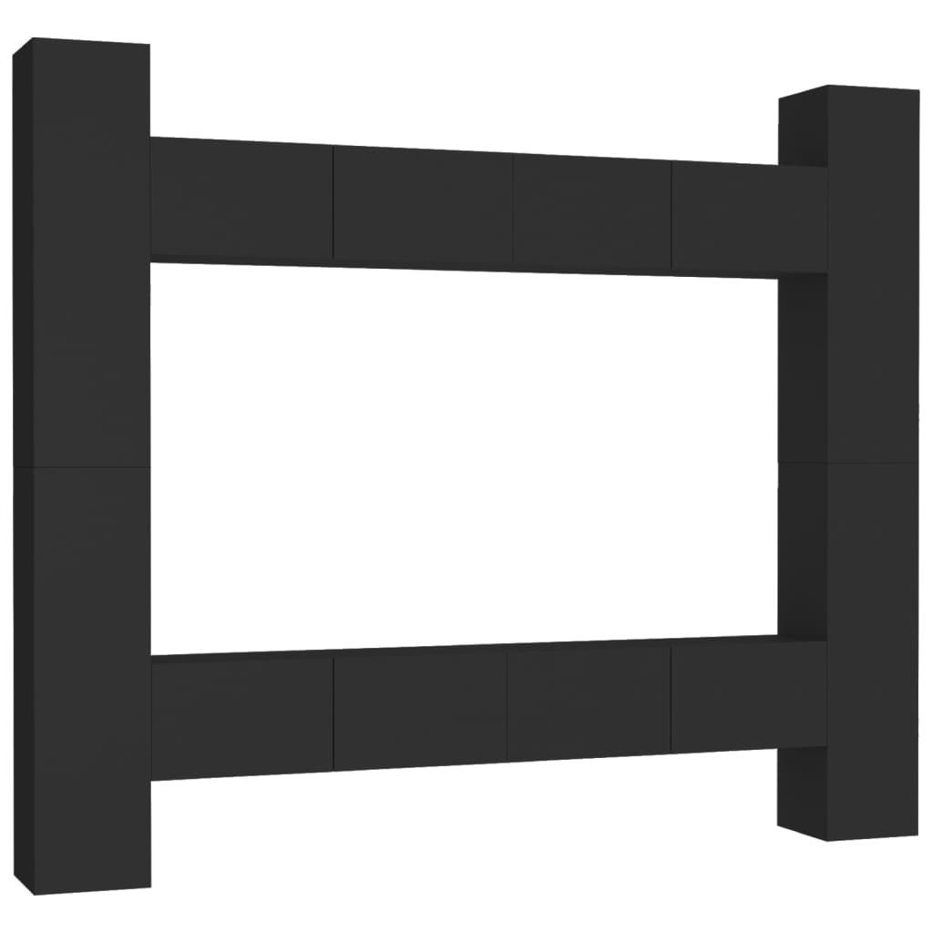 Set di Mobili Porta TV 8 pz Nero in Legno Multistrato