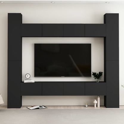 Set di Mobili Porta TV 8 pz Nero in Legno Multistrato