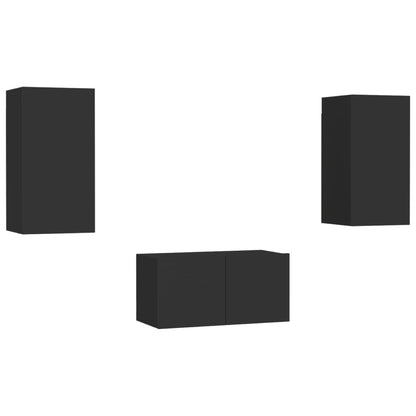 Set di Mobili Porta TV 3 pz Nero in Legno Multistrato
