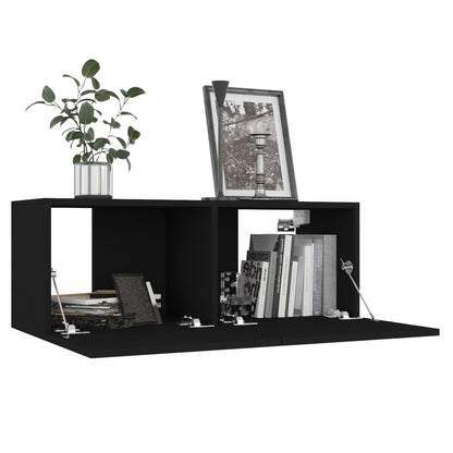 Set di Mobili Porta TV 4 pz Nero in Legno Multistrato