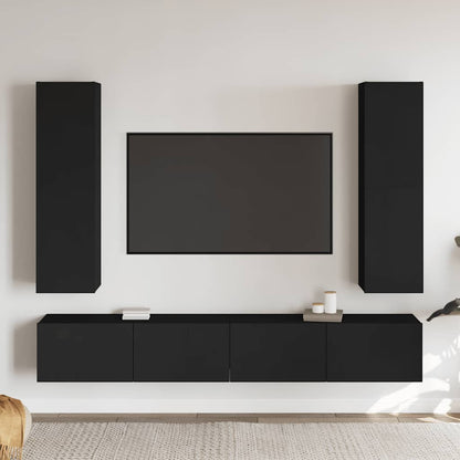 Set Mobili Porta TV 4 pz Nero in Legno Multistrato