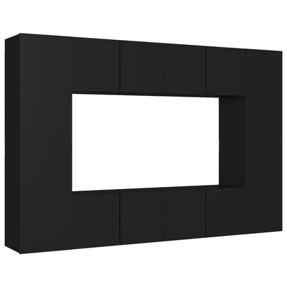 Set Mobili Porta TV 8 pz Nero in Legno Multistrato