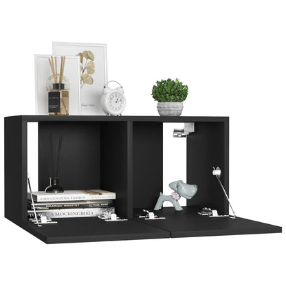 Set Mobili Porta TV 7 pz Nero in Legno Multistrato