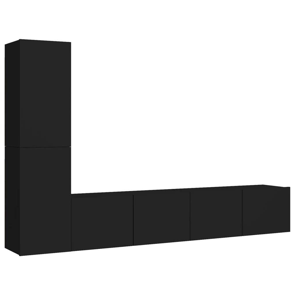 Set di Mobili Porta TV 4 pz Nero in Legno Multistrato