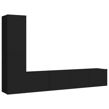 Set di Mobili Porta TV 4 pz Nero in Legno Multistrato