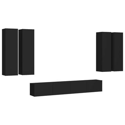 Set di Mobili Porta TV 6 pz Nero in Legno Multistrato