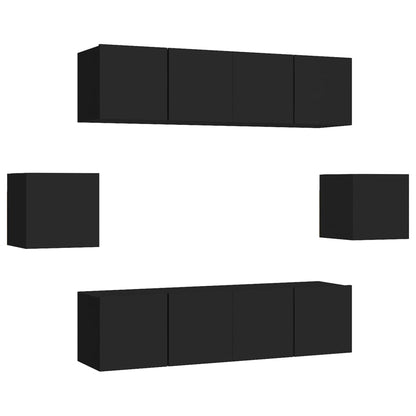 Set di Mobili Porta TV 6 pz Nero in Legno Multistrato