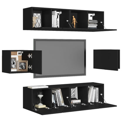Set di Mobili Porta TV 6 pz Nero in Legno Multistrato