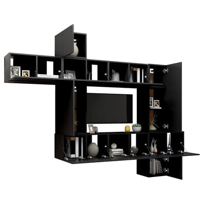 Set di Mobili Porta TV 10 pz Nero in Legno Multistrato