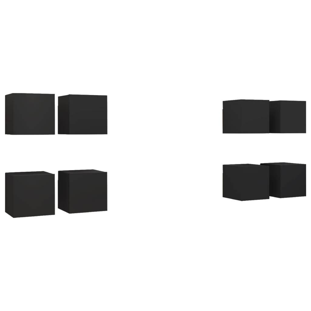 Mobili Porta TV a Parete 8 pz Neri 30,5x30x30 cm