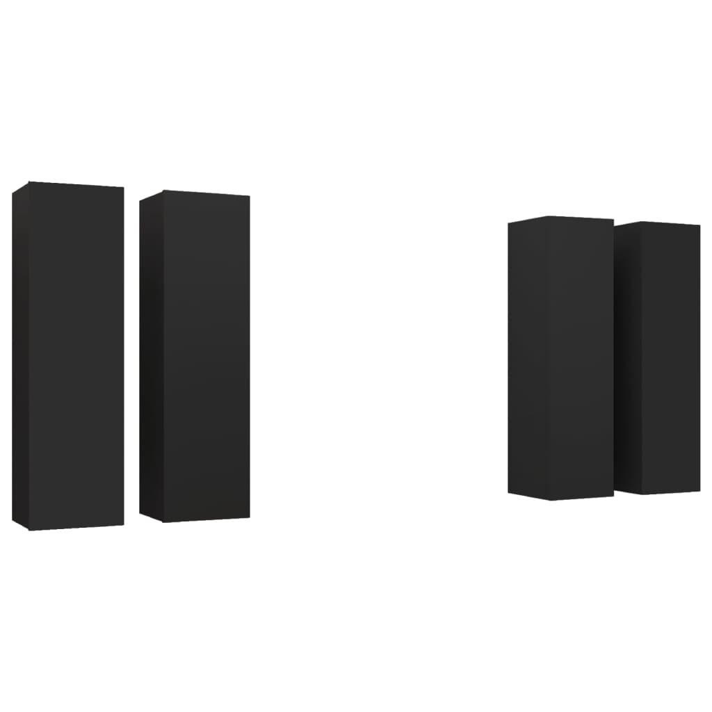 Mobili Porta TV 4 pz Neri 30,5x30x110 cm in Legno Multistrato