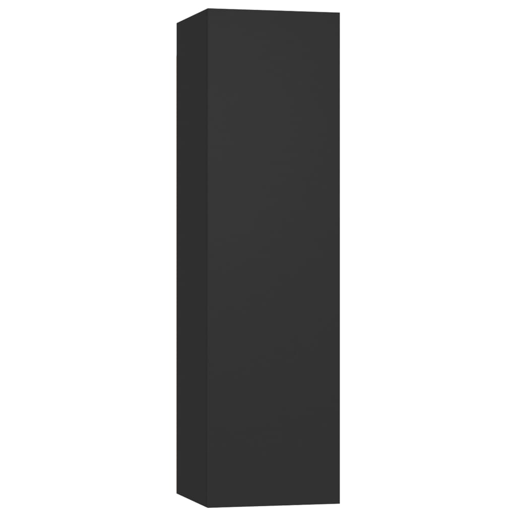 Mobili Porta TV 4 pz Neri 30,5x30x110 cm in Legno Multistrato