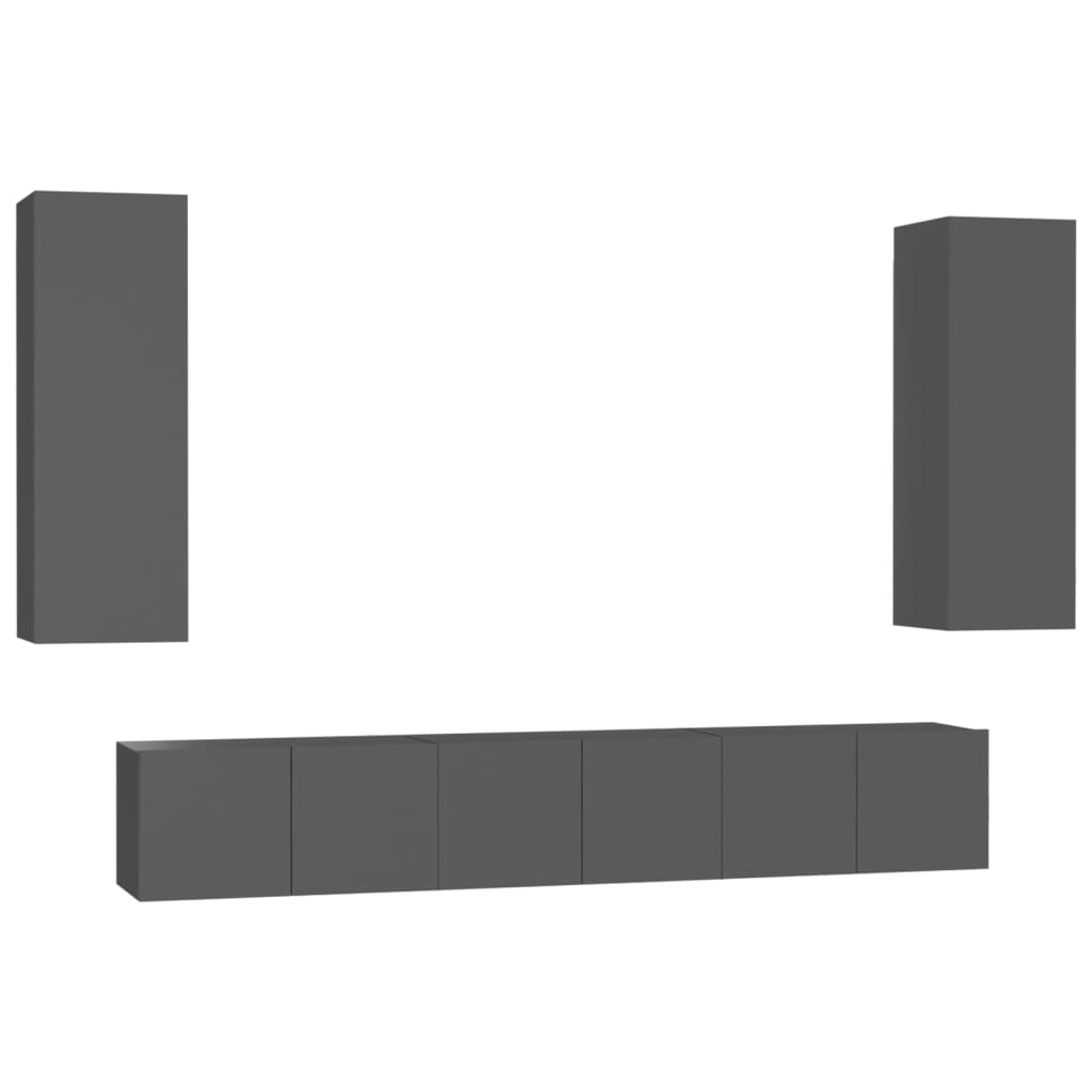 Set Mobili Porta TV 5 pz Grigio in Legno Multistrato