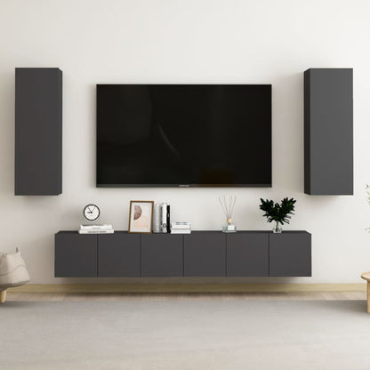 Set Mobili Porta TV 5 pz Grigio in Legno Multistrato