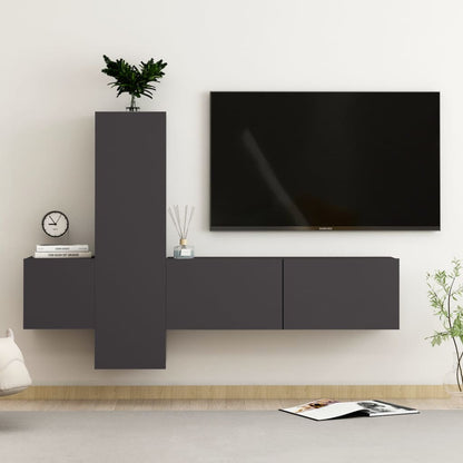 Set Mobili Porta TV 3 pz Grigio in Legno Multistrato