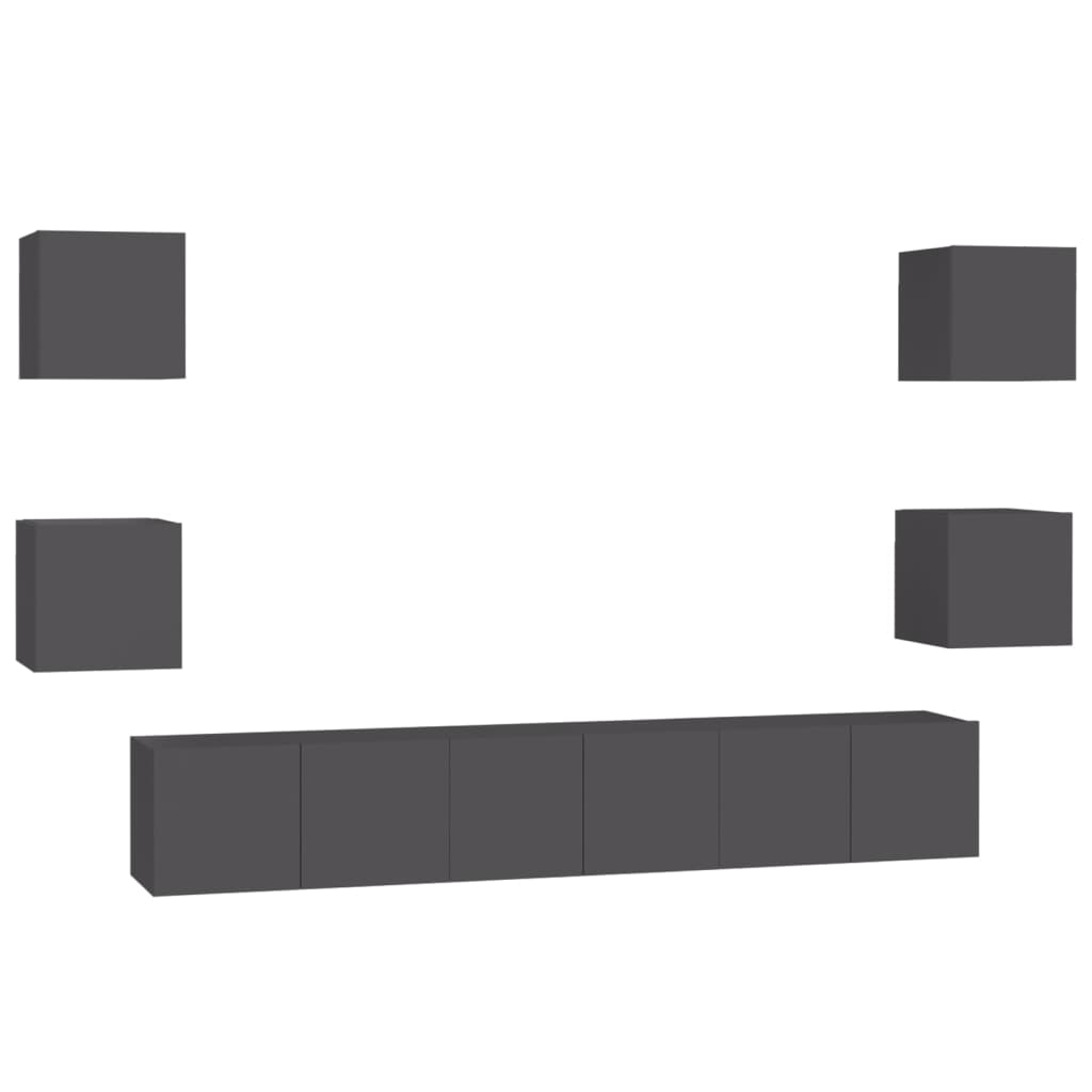 Set Mobili Porta TV 7 pz Grigio in Legno Multistrato