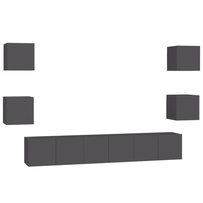 Set Mobili Porta TV 7 pz Grigio in Legno Multistrato