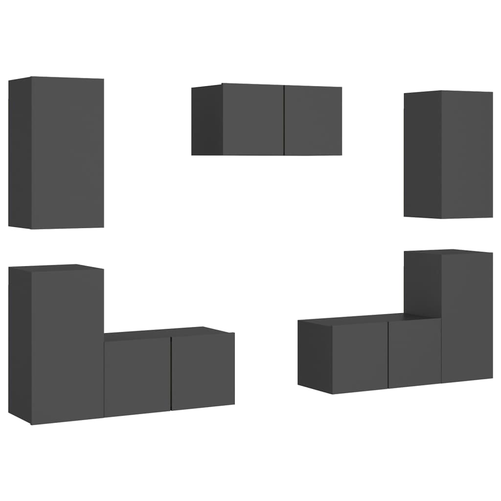 Set Mobili Porta TV 7 pz Grigio in Legno Multistrato