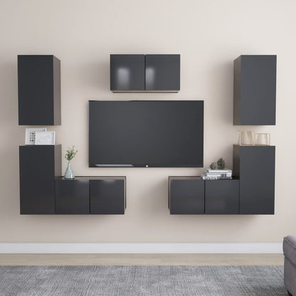 Set Mobili Porta TV 7 pz Grigio in Legno Multistrato