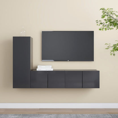 Set Mobili Porta TV 3 pz Grigio in Legno Multistrato