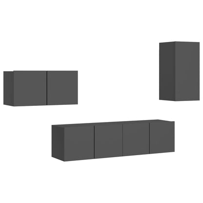 Set Mobili Porta TV 4 pz Grigio in Legno Multistrato
