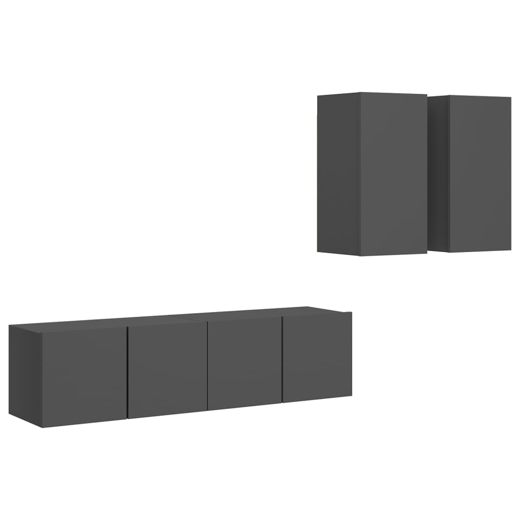 Set Mobili Porta TV 4 pz Grigio in Legno Multistrato