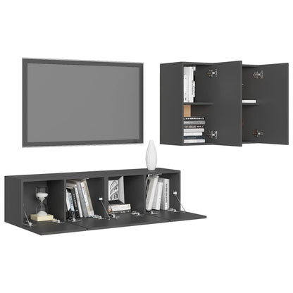 Set Mobili Porta TV 4 pz Grigio in Legno Multistrato