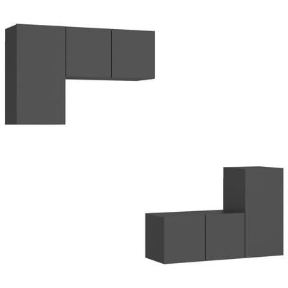 Set Mobili Porta TV 4 pz Grigio in Legno Multistrato