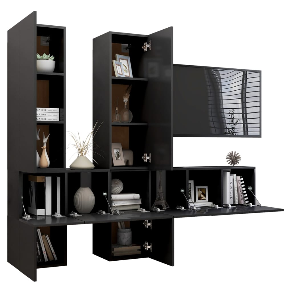 Set Mobili Porta TV 7 pz Grigio in Legno Multistrato
