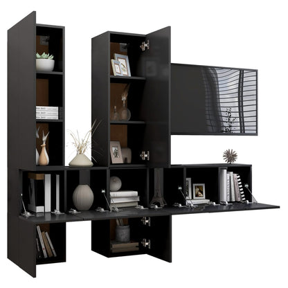 Set Mobili Porta TV 7 pz Grigio in Legno Multistrato