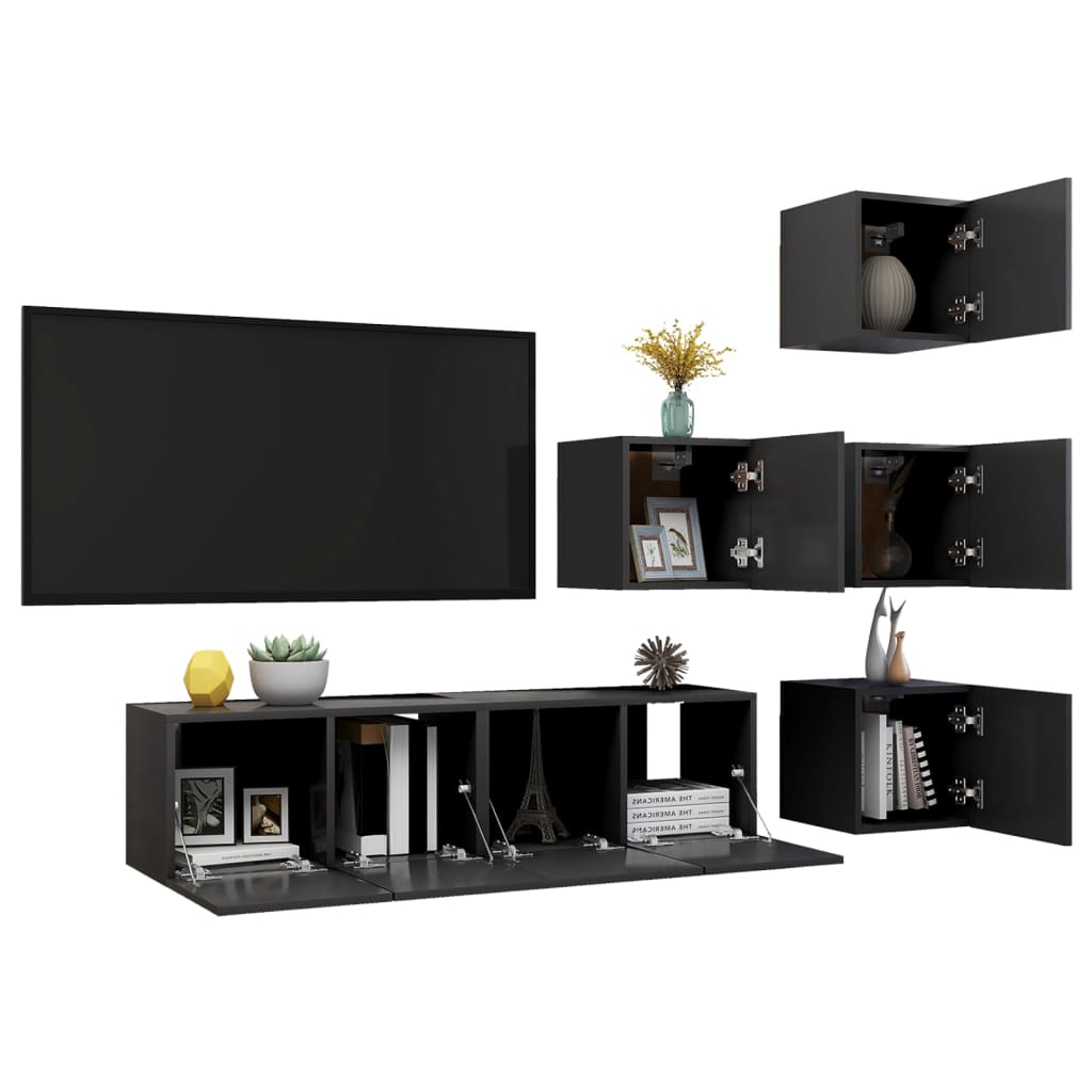 Set Mobili Porta TV 6 pz Grigio in Legno Multistrato