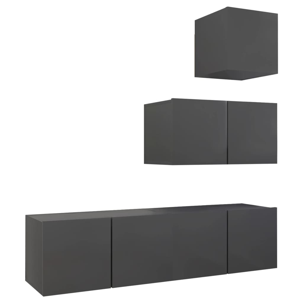 Set Mobili Porta TV 4 pz Grigio in Legno Multistrato