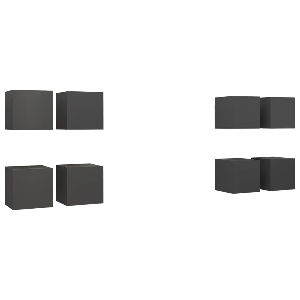 Mobili Porta TV a Parete 8 pz Grigi 30,5x30x30 cm