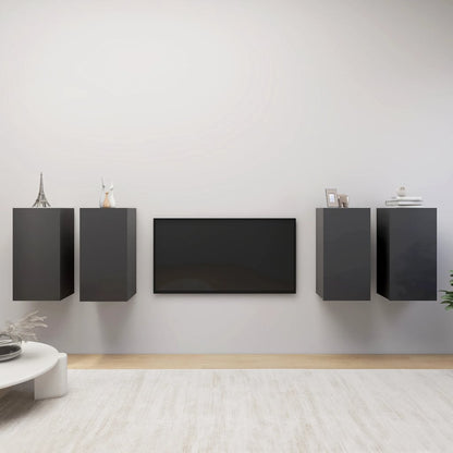 Mobili Porta TV 4 pz Grigi 30,5x30x60 cm in Legno Multistrato
