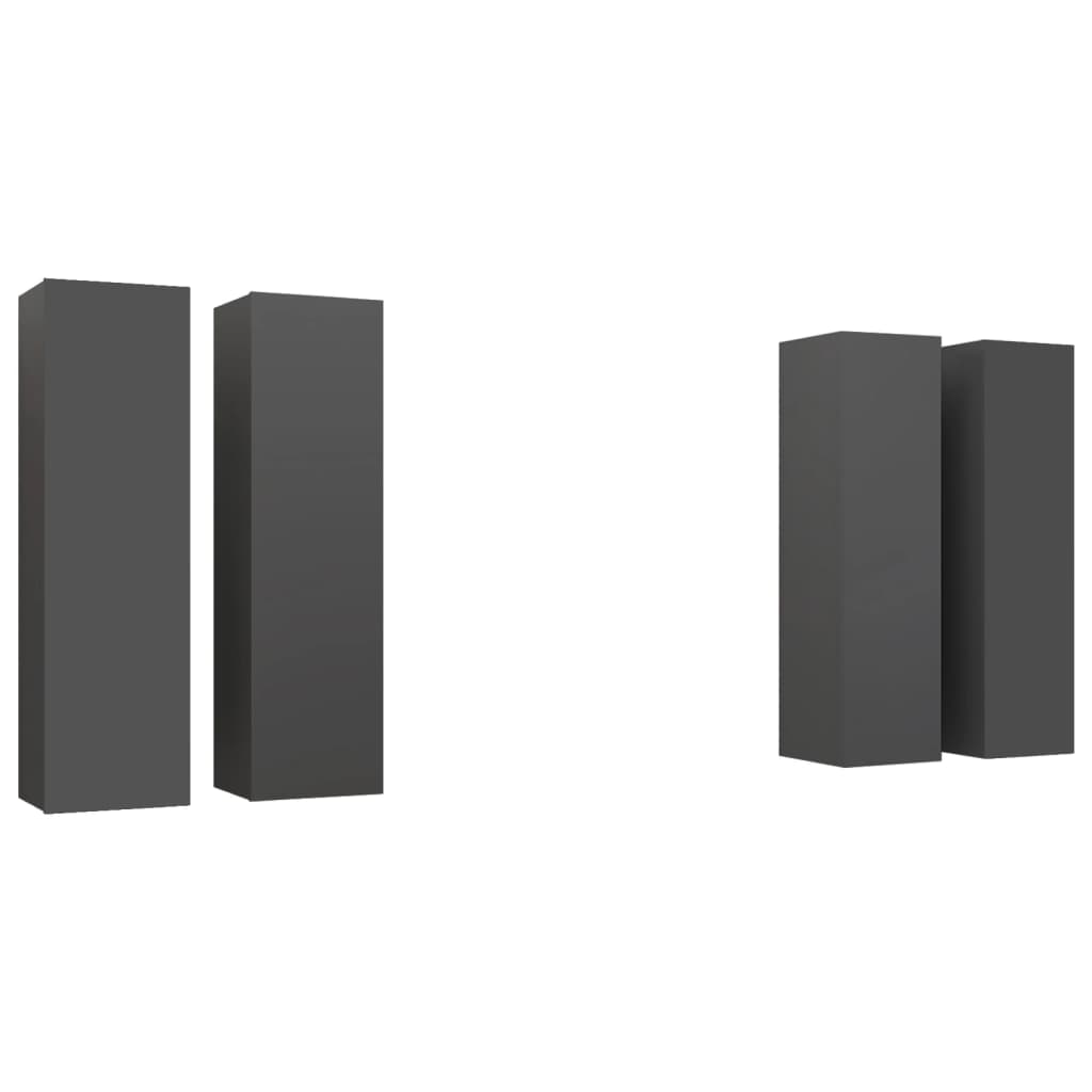 Mobili Porta TV 4pz Grigi 30,5x30x110 cm in Legno Multistrato