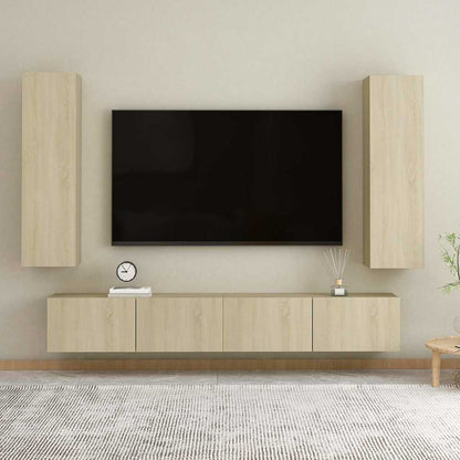 Set di Mobili Porta TV 4 pz Rovere Sonoma in Legno Multistrato