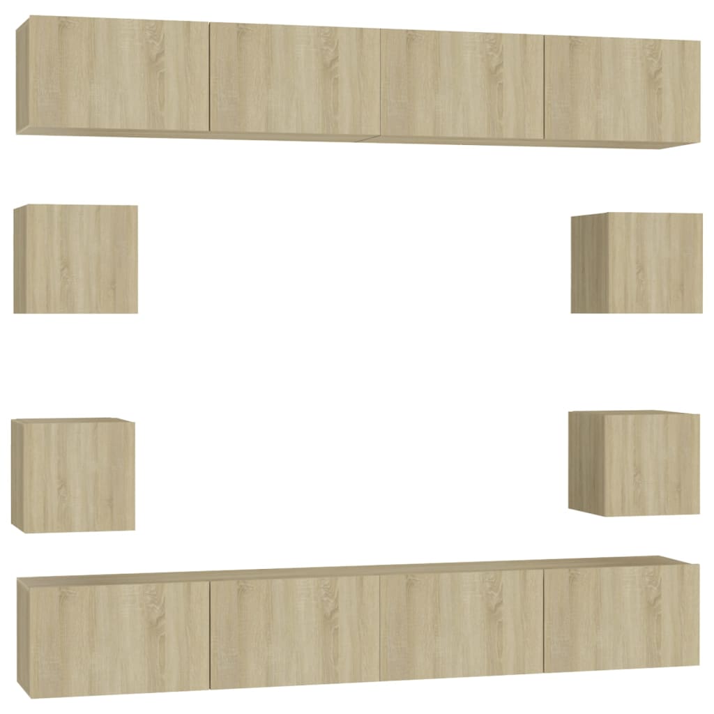 Set di Mobili Porta TV 8 pz Rovere Sonoma in Legno Multistrato