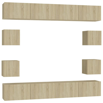 Set di Mobili Porta TV 8 pz Rovere Sonoma in Legno Multistrato