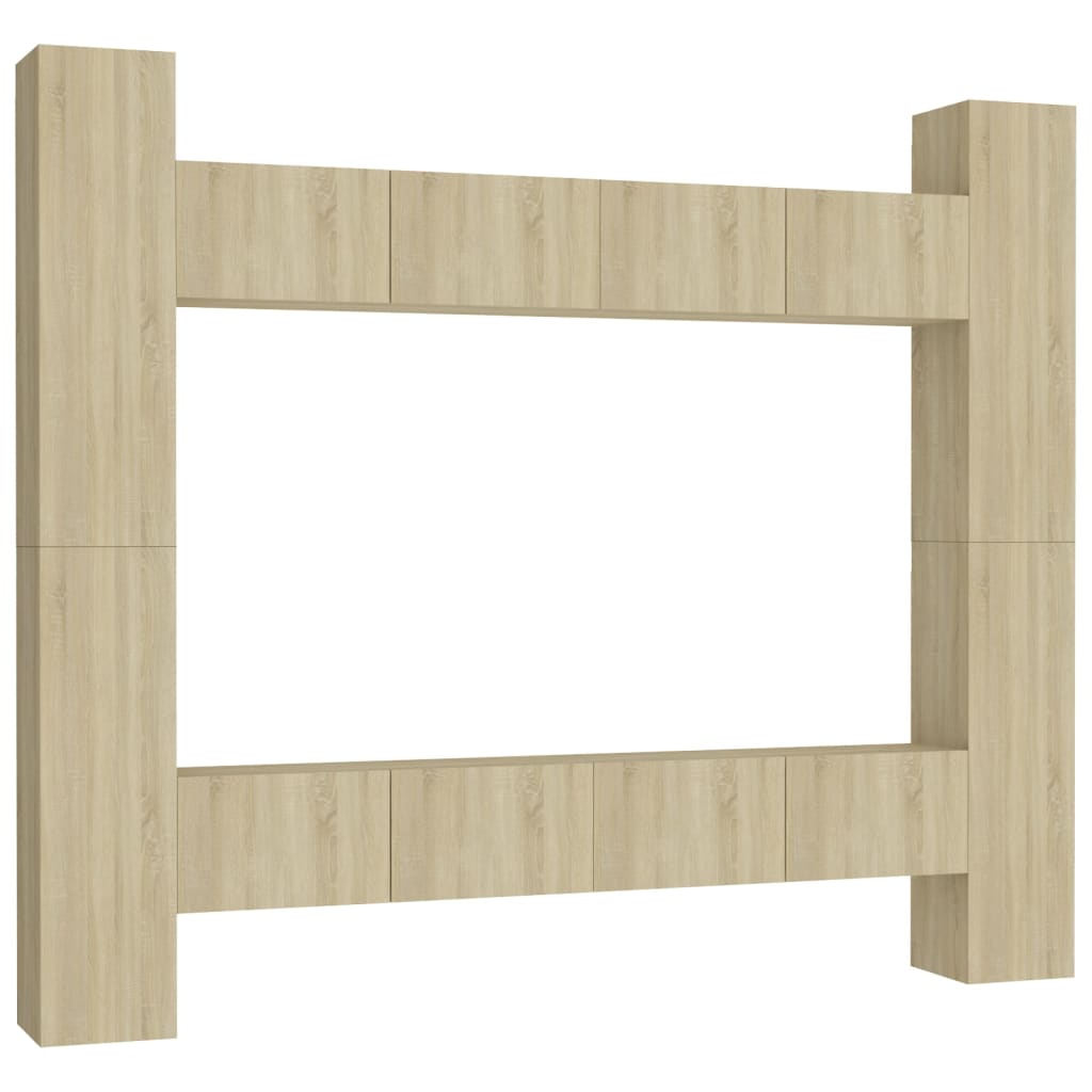 Set di Mobili Porta TV 8 pz Rovere Sonoma in Legno Multistrato