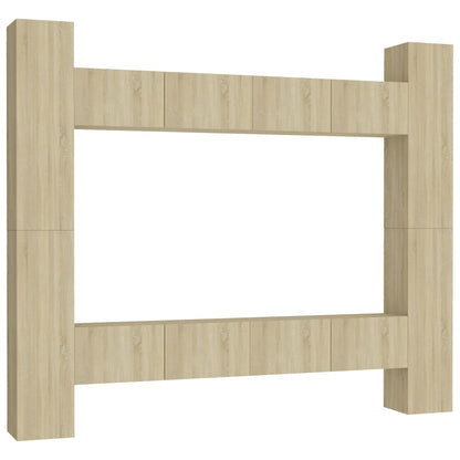 Set di Mobili Porta TV 8 pz Rovere Sonoma in Legno Multistrato