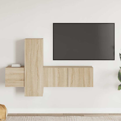 Set di Mobili Porta TV 3 pz Rovere Sonoma in Legno Multistrato