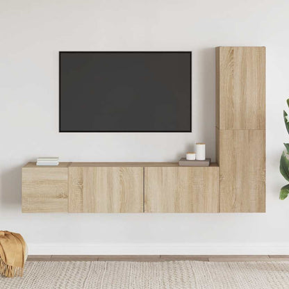 Set di Mobili Porta TV 3 pz Rovere Sonoma in Legno Multistrato