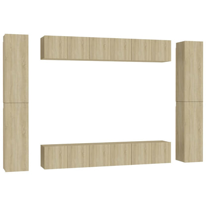 Set di Mobili Porta TV 10 pz Rovere Sonoma in Legno Multistrato