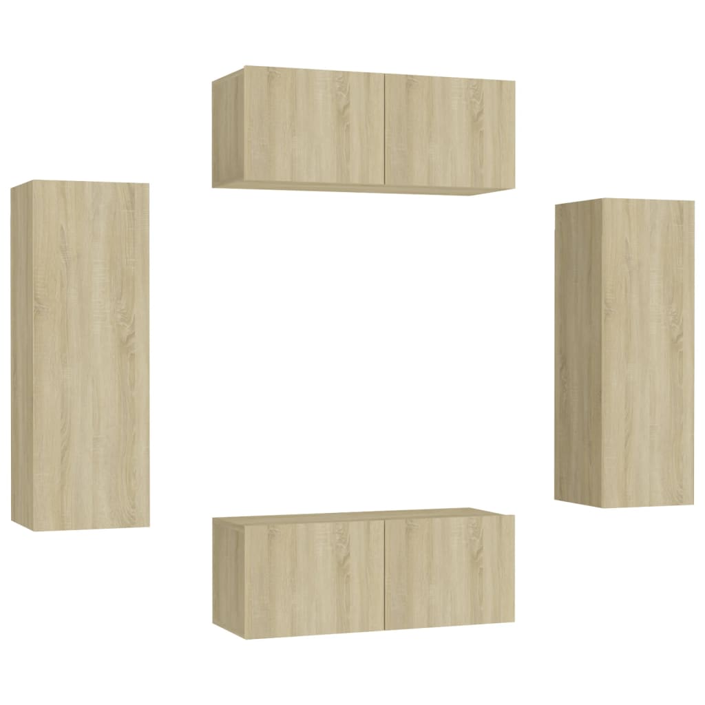 Set di Mobili TV 4 pz Rovere Sonoma in Legno Multistrato
