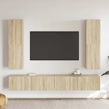 Set di Mobili Porta TV 4 pz Rovere Sonoma in Legno Multistrato