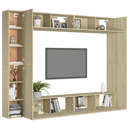 Set di Mobili Porta TV 8 pz Rovere Sonoma in Legno Multistrato