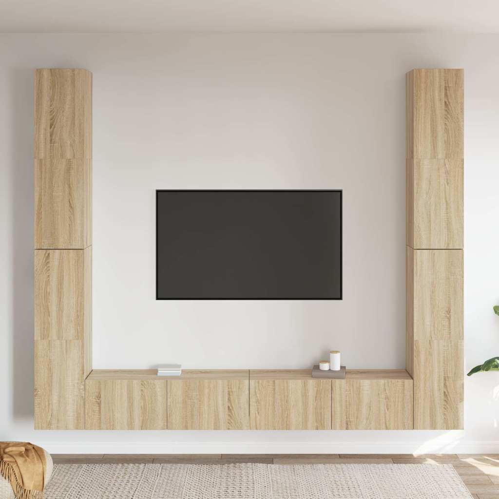 Set di Mobili Porta TV 6 pz Rovere Sonoma in Legno Multistrato