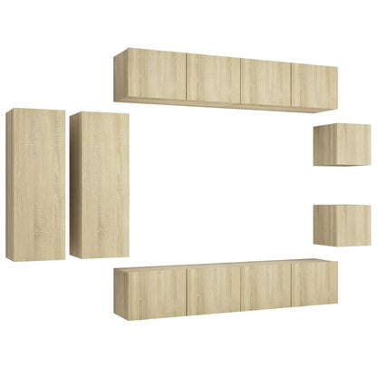 Set di Mobili Porta TV 8 pz Rovere Sonoma in Legno Multistrato
