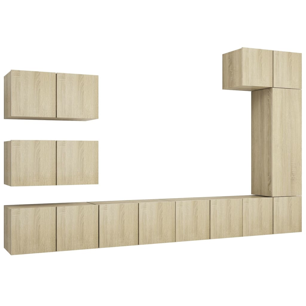 Set di Mobili Porta TV 8 pz Rovere Sonoma in Legno Multistrato