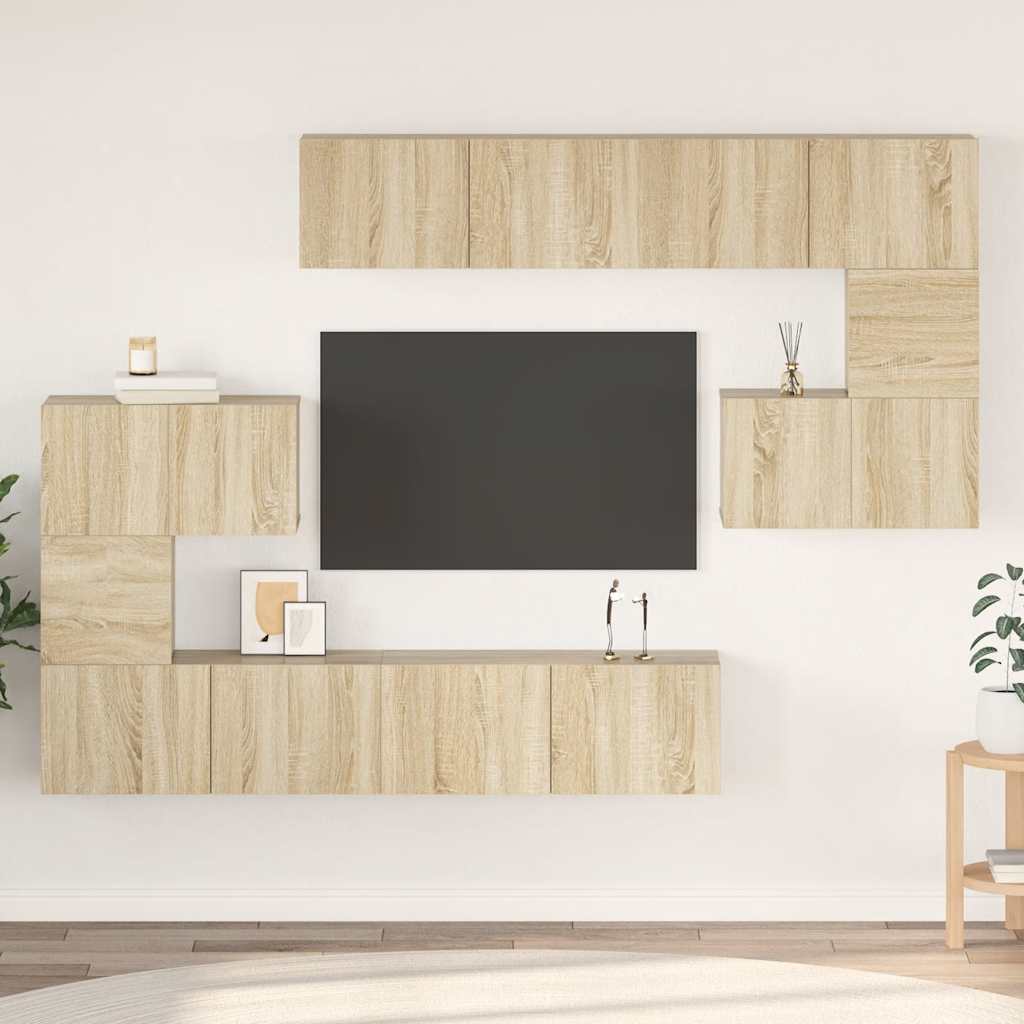 Set Mobili Porta TV 8pz Rovere Sonoma in Legno Multistrato